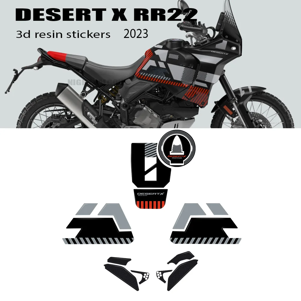 Motorcycle Accessories 3D Gel Epoxy Resin Sticker Tank Pad Protection Kit For Ducati DesertX Desert X RR22 2023 2022