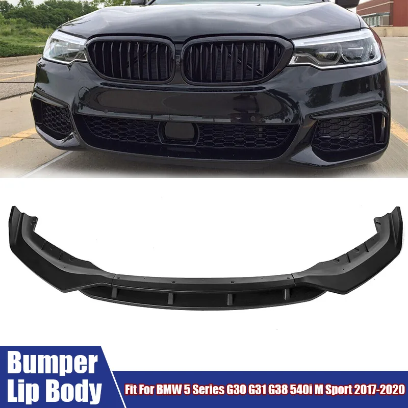 

4Pc Front Bumper Lip Body Kit Spoiler Fit For BMW 5 Series G30 G31 G38 540i M Sport 2017-2020 Direct Replacement Car Accessories