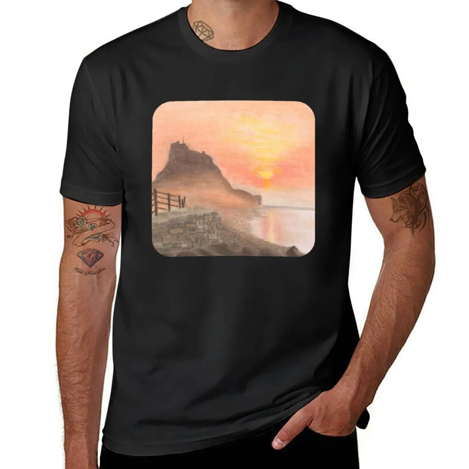 Lindisfarne Castle 1 T-Shirt tees summer clothes cute tops boys animal print funny t shirts for men