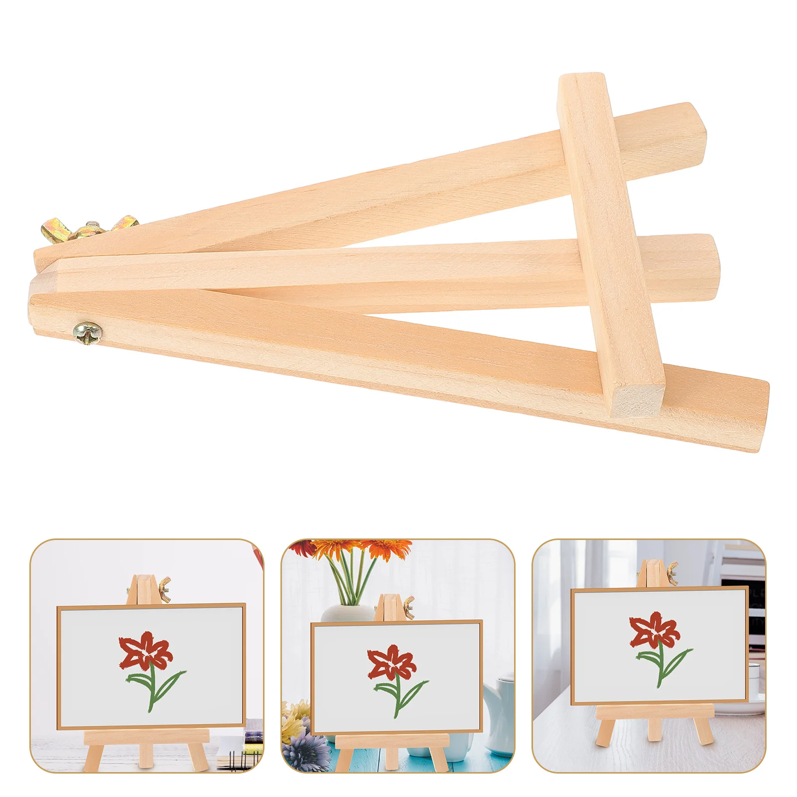 Photo Frame Bracket Picture Stand Tripod Mini Painting Triangle Easel Tabletop Wood Display Wooden Bamboo Child