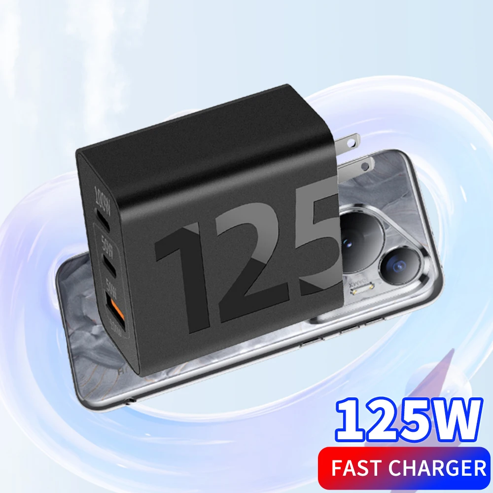 

125W PD USB Charger Fast Charging Type C Mobile Phone Adapter For iPhone 16 Pro Samsung Quick Charge 3.0 EU/US Plug Wall Charger