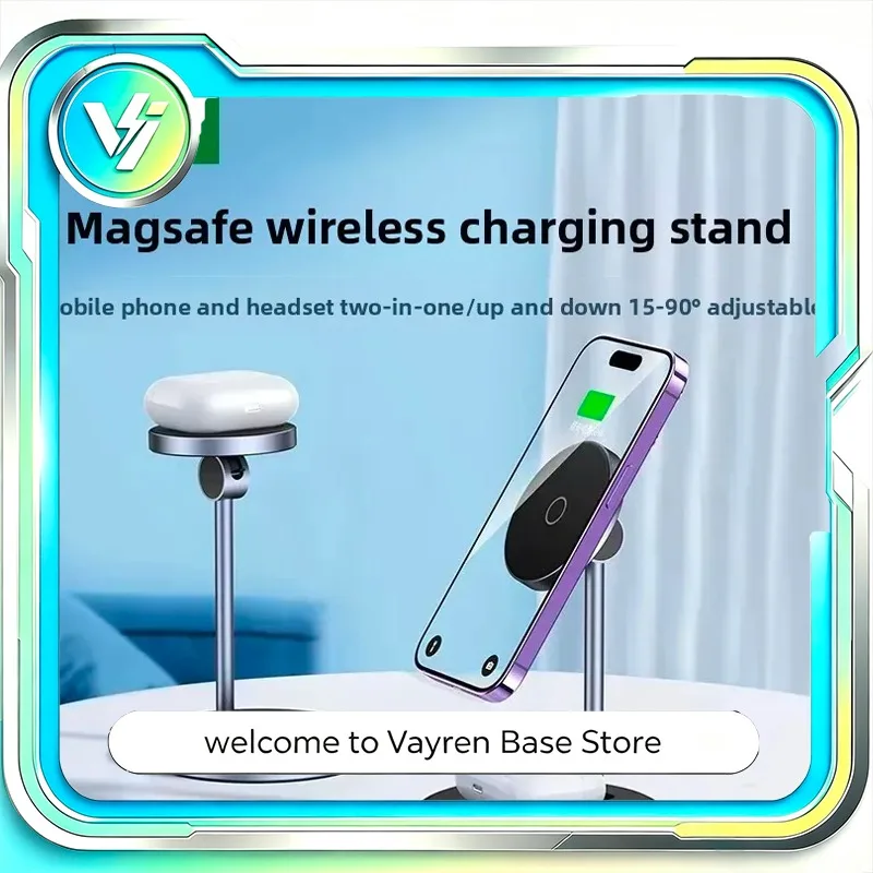 UGREEN  2 in 1 Wireless Charging Stand Aluminum PC ABS Shell Qi Charger for Phone Earbuds Fast Desktop Charging Station Setup