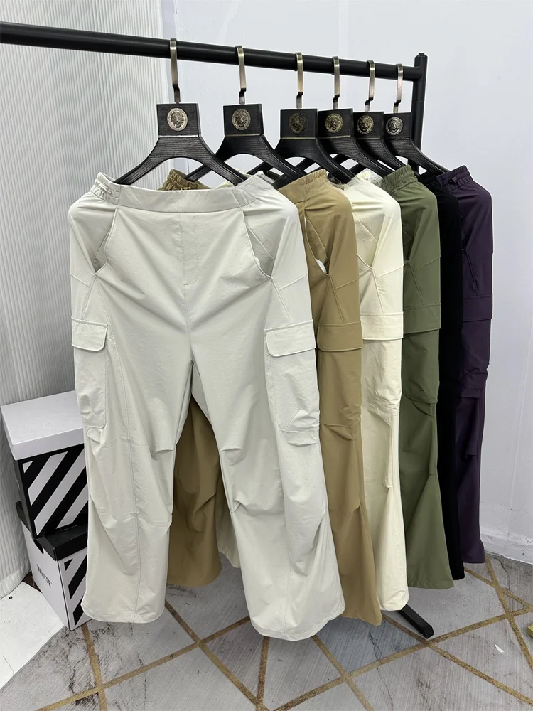 

Летние тонкие свободные повседневные брюки, модные, водонепроницаемые, грязеотталкивающие, с множеством карманов, рабочая одежда, широкие брюки, длинные брюки для мужчин