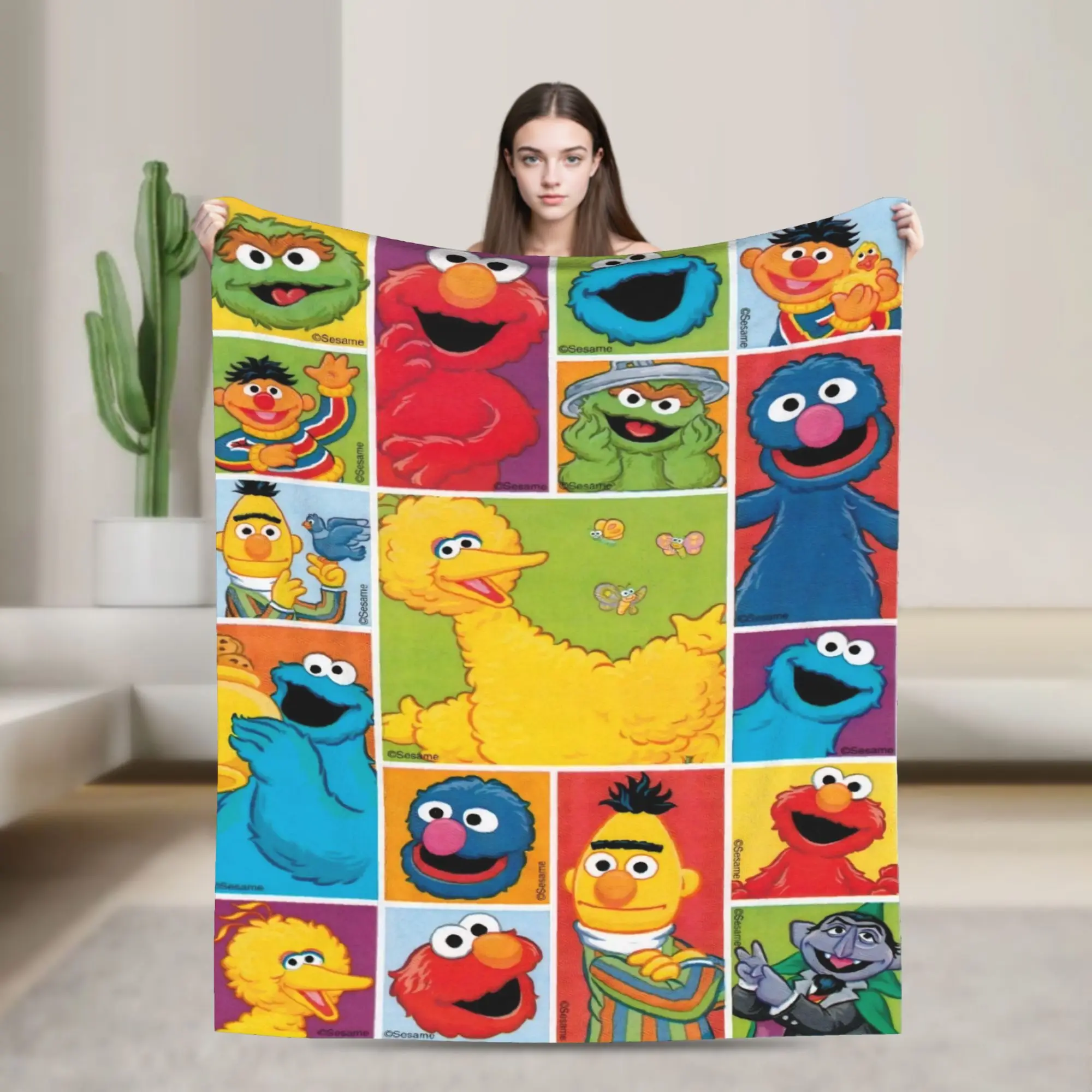 Sesames Streets Blanket Big Bird Fleece Funny Breathable Throw Blankets for Chair Covering Sofa All Season,