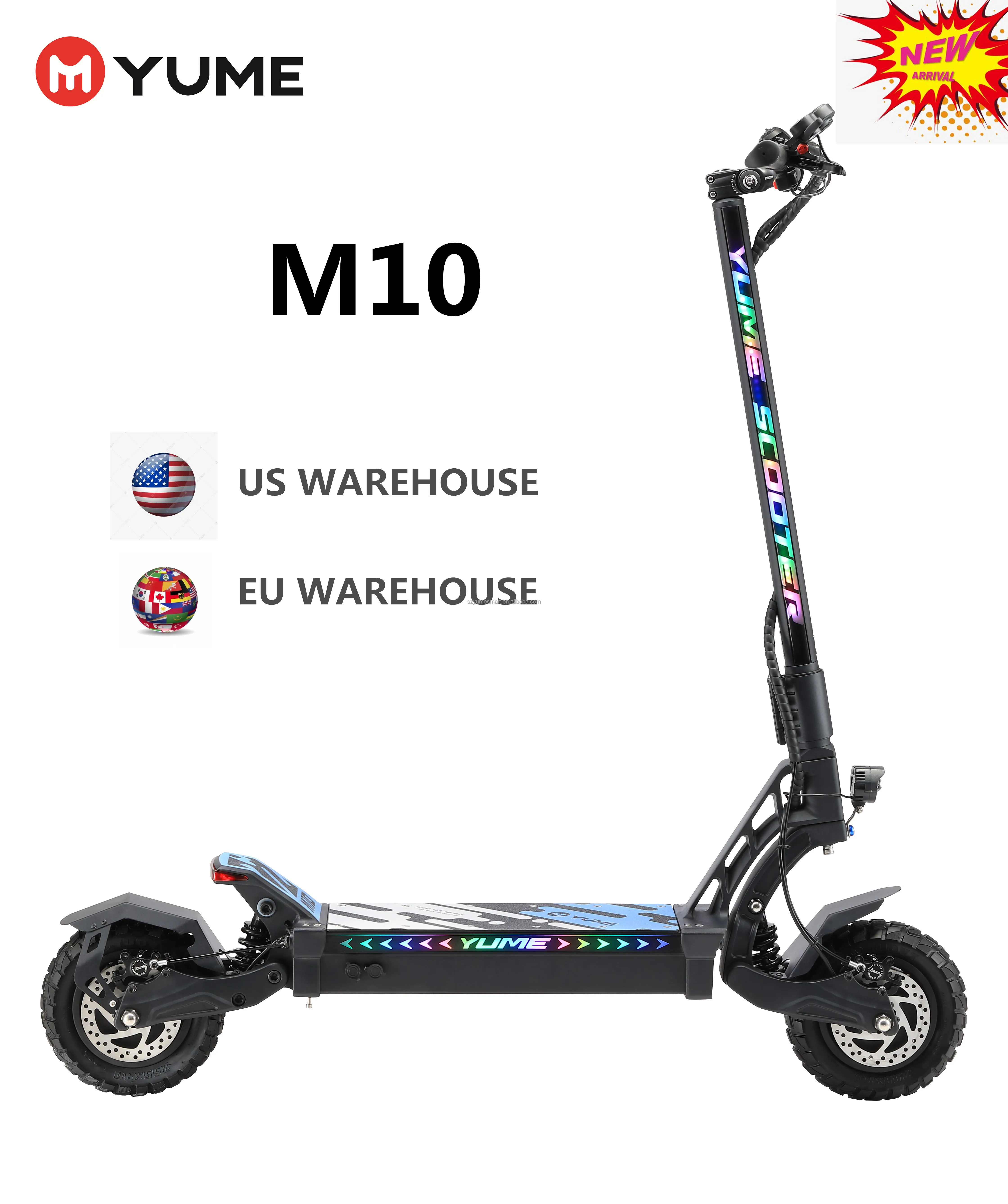 YUME M10 سكوتر كهربائي مع 2000 واط/2400 واط محرك مزدوج جديد وصول 10 بوصة إطار الطريق قابل للطي 70 km/ساعة سرعة الكبار سكوتر الولايات المتحدة الأسهم