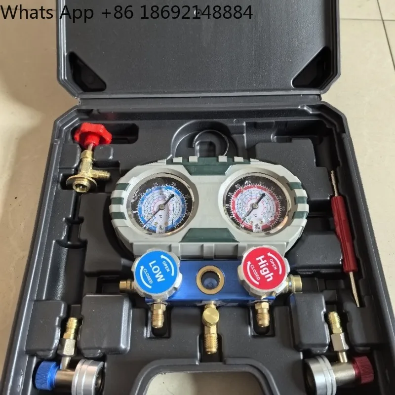 R134a Refrigerant Automotive Fluoride Meter Snow Pressure Meter Refrigerant Double Meter Valve Air Conditioning Fluoride Tool