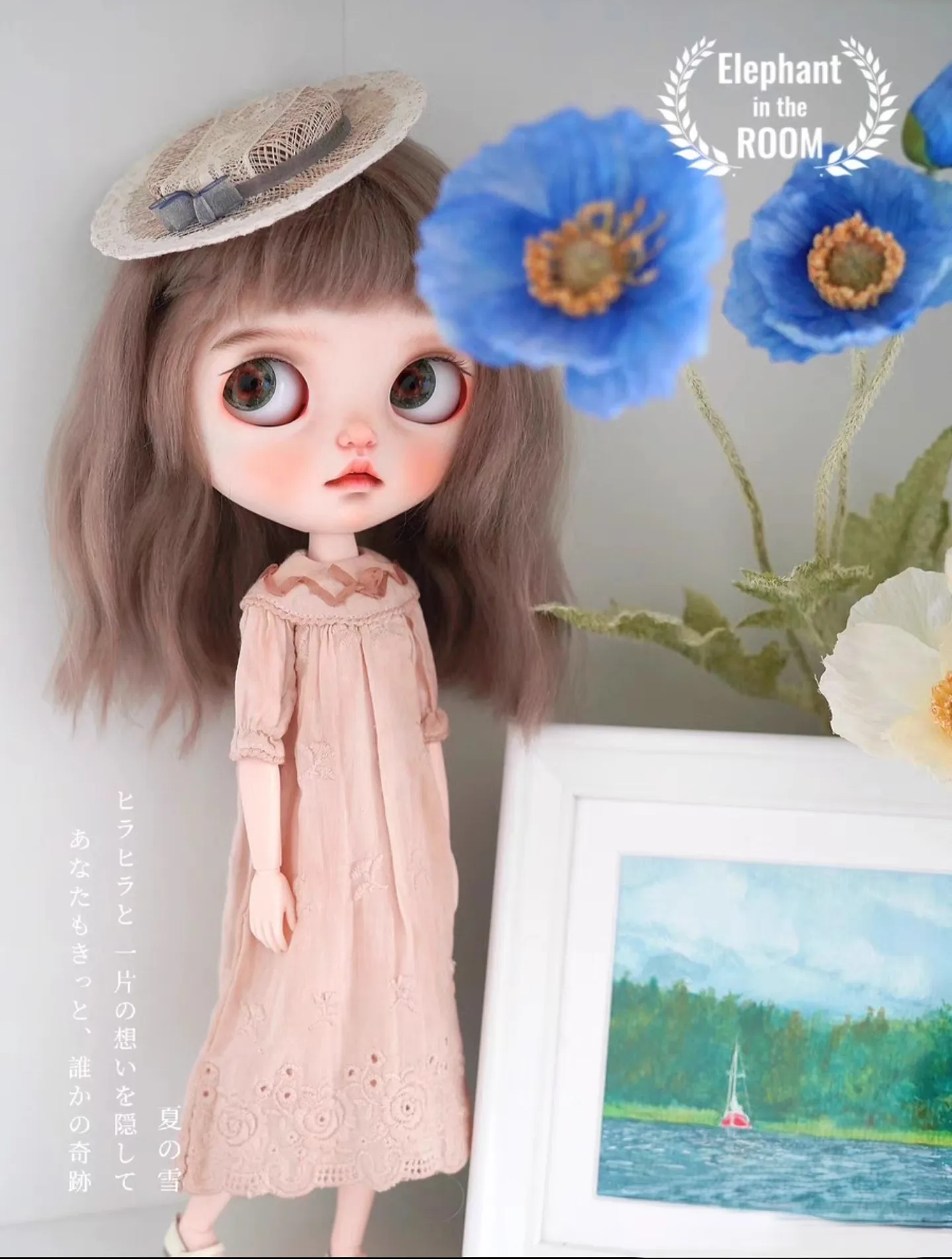 

Оригинальное винтажное платье Blythe Tea Dyed с лентой с вышивкой1/6 30 см (подходит для azone, Pullip, Ob22/24/26, Licca)