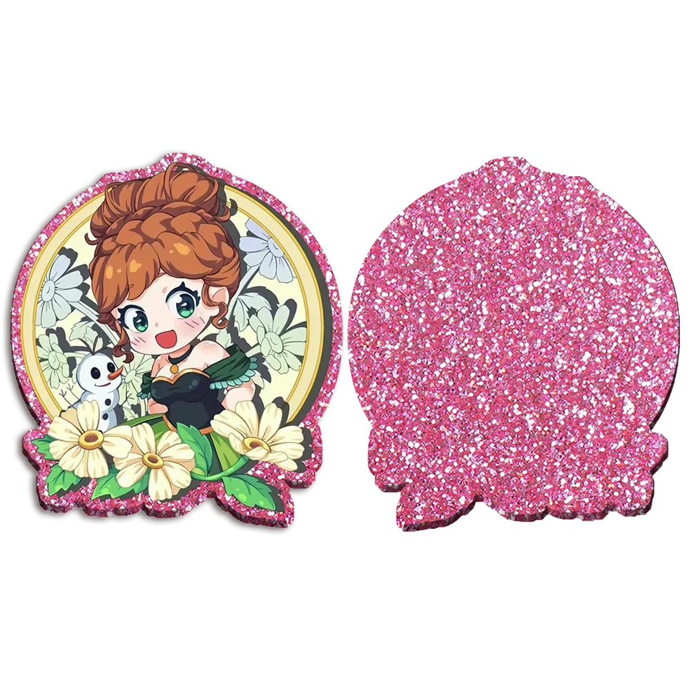 

50mm 5pcs Pink Glitter Acrylic Charms Duffy Friends Flatback Craft for Phone Case Badge Pendant DIY Scrapbooking Accessory