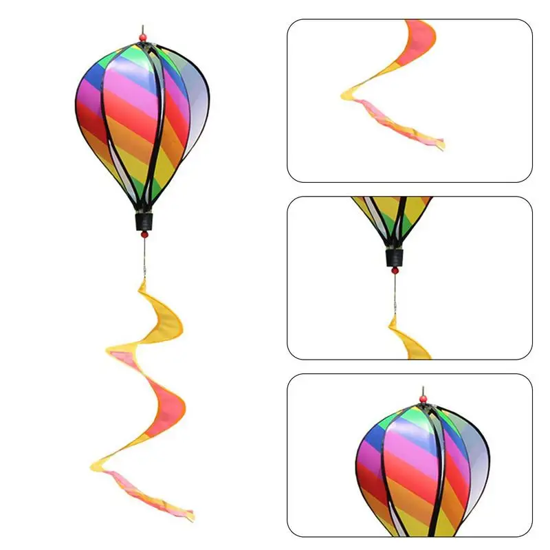 Wind Spinner Hot Air Balloon Decorative Dream Catcher Rainbow Hot Air Balloon Rotating Windmill Hanging For Outdoor Garden Yard