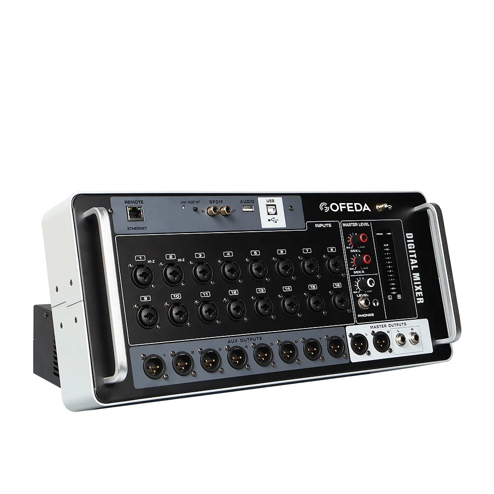 

Профессиональный 16-канальный цифровой микшерный пульт ASF16 с управлением через компьютер и смартфон