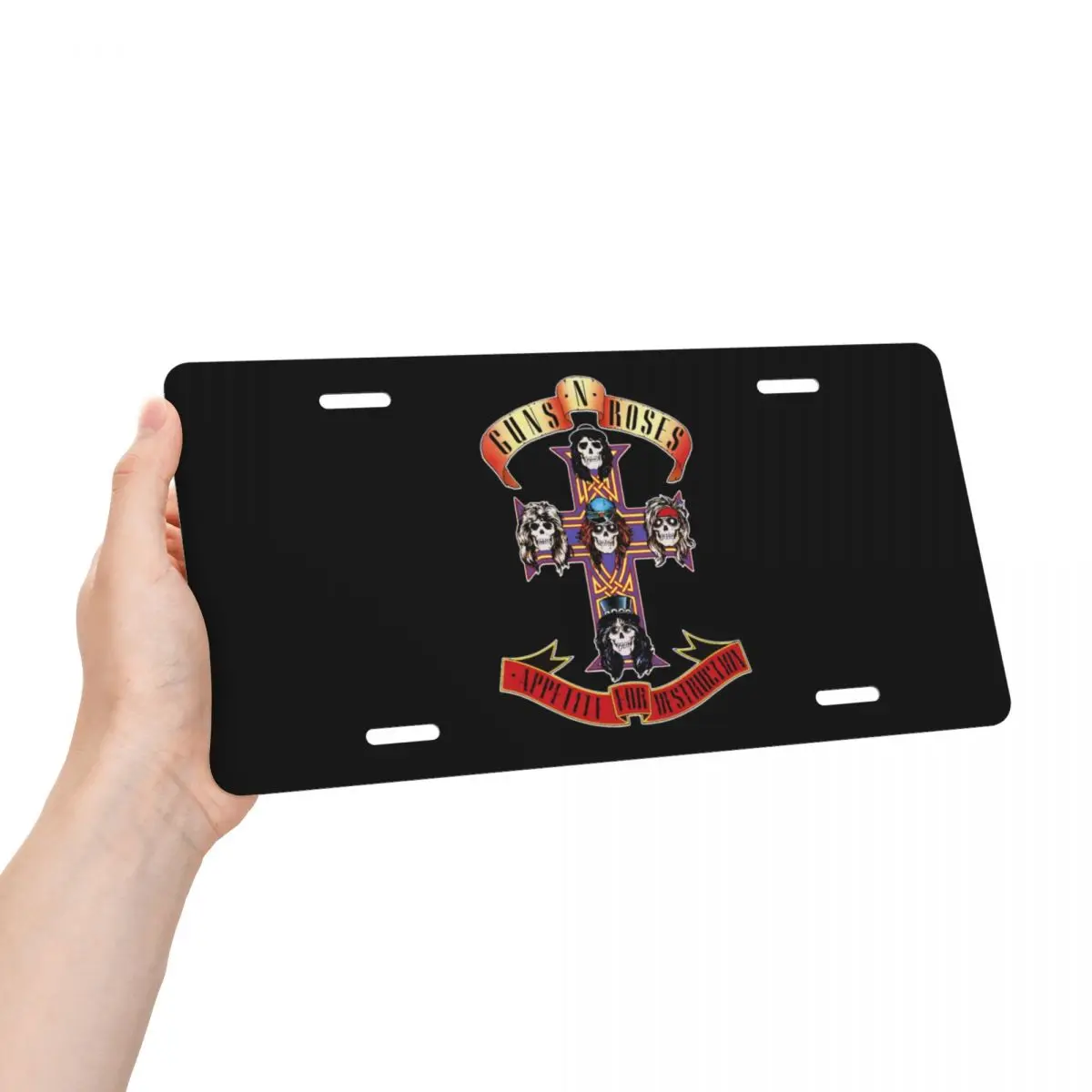 Hard Rock Band Guns N Roses License Plate Bullet Logo Decorative Car Front License Plate Cover Aluminum Vanity Tag 12 X 6 Inch