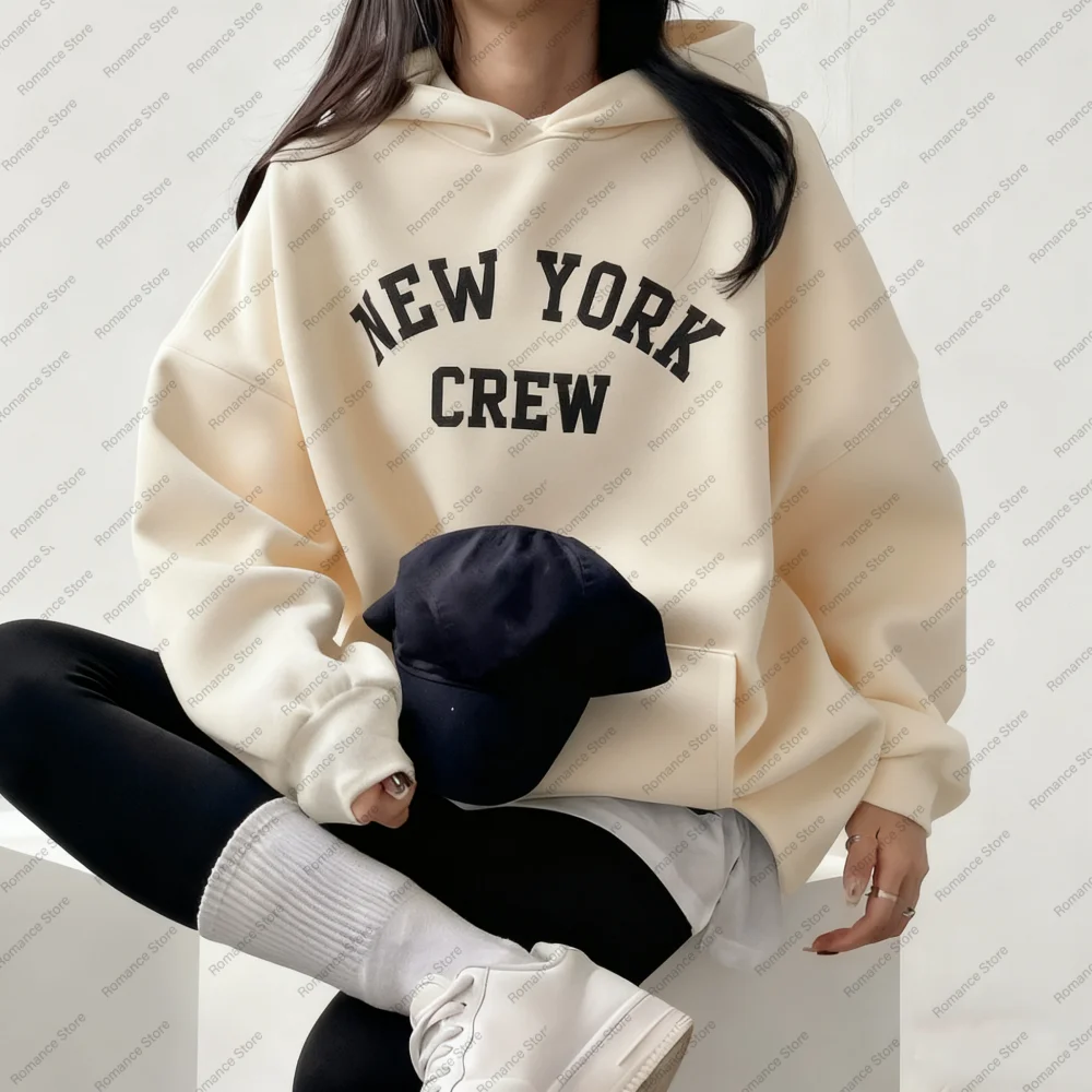 

Женская свободная толстовка с капюшоном и буквенным принтом, осенне-зимняя одежда, модная повседневная домашняя толстовка с капюшоном, мужские толстовки, детская толстовка