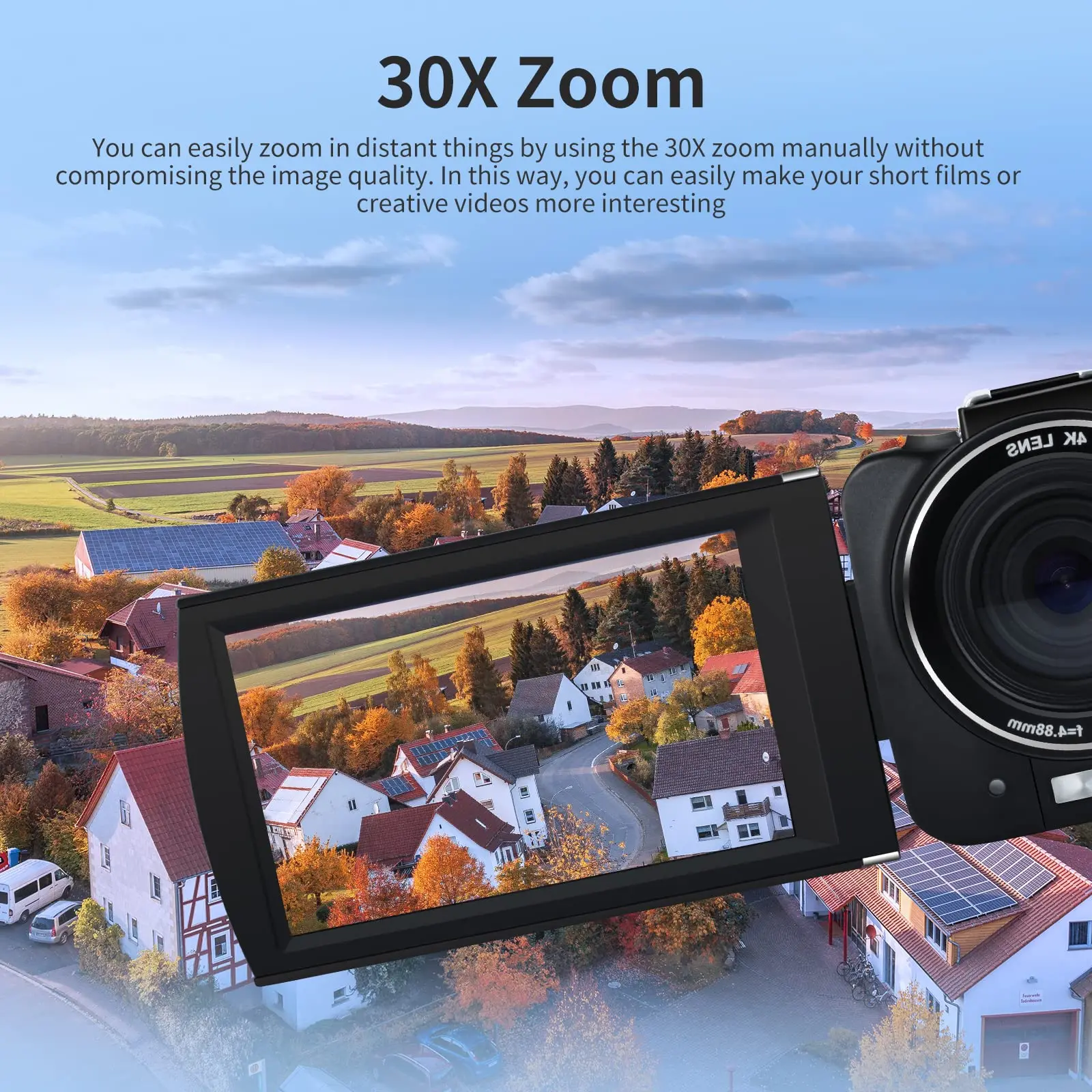 Ordro AX10 4K Camcorder Camara Professional 30MP 60FPS 30X Digital Zoom Camera Vlog IR Night Vision WiFi YouTube Video Shooting