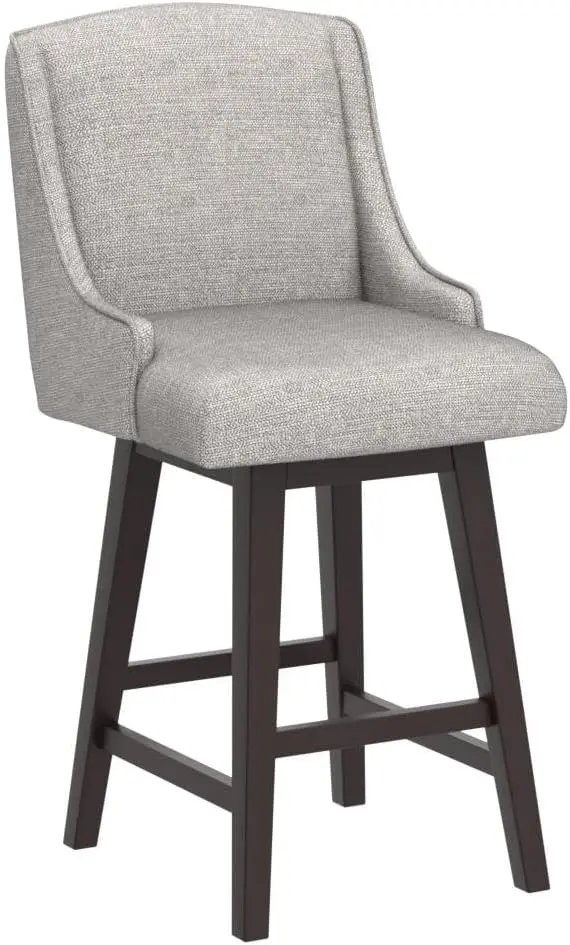 Counter Height Swivel Barstools, FSC Certified Upholstered Fabric Bar Stools Set of 2, 26" Seat Height, Pebble Grey