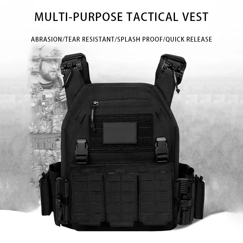 Tactical Plate Carrier Quick Release Fast Adjust Cummerbund Laser Cut Vest with Magazine Pouch MOLLE Lightweight Hunting Gear