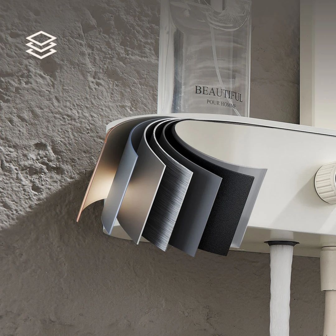 Set Pancuran Kamar Mandi Air Terjun Putih Sistem Keran Kamar Mandi Panas Dingin 12 Inci Kepala Pancuran Hujan Set Sistem Pancuran Kamar Mandi Kuningan