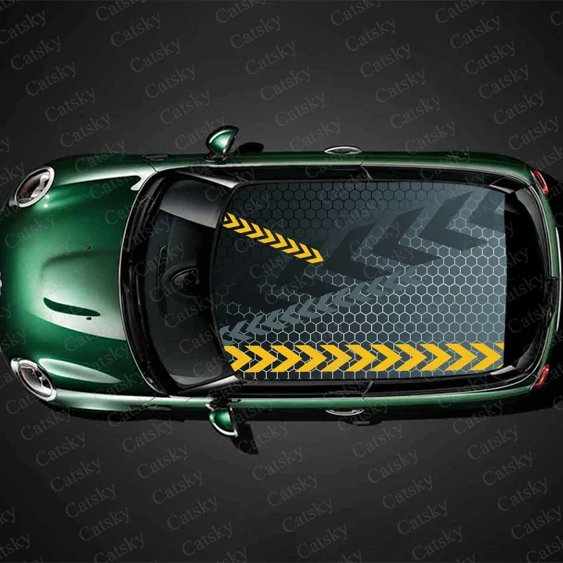 

Honeycomb Arrow Pattern Car Roof Sticker Wrap Racing SUV Accessories Packaging Painted PVC Custom Car Hood Graphic Decal Decor