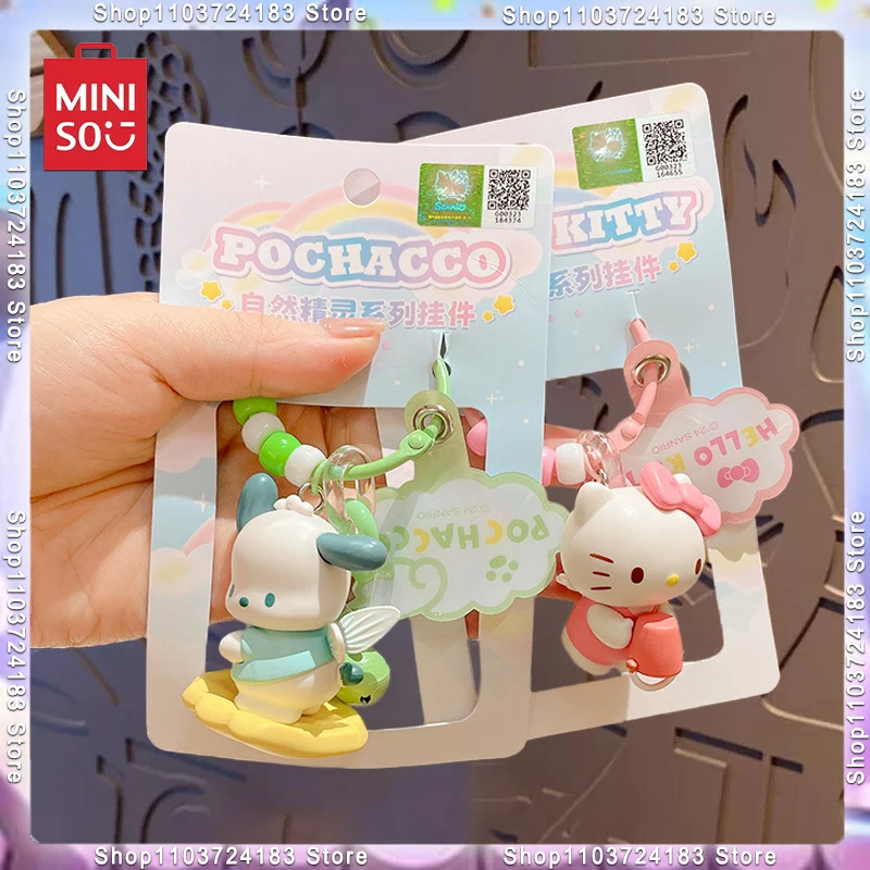 

MINISO Sanrio Keychain Anime Action Figure Bag Pendant Hello Kitty Kuromi Cinnamoroll Doll Mobile Phone Pendant Kids Toys Gifts