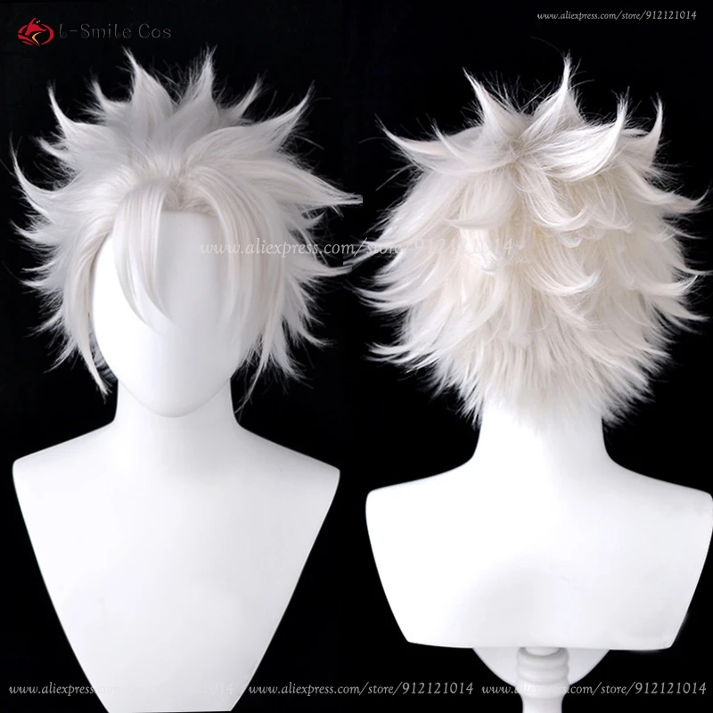 

Anime Shinazugawa Sanemi Cosplay Wig 30cm Short Silver White Wigs Heat Resistant Synthetic Hair + Wig Cap