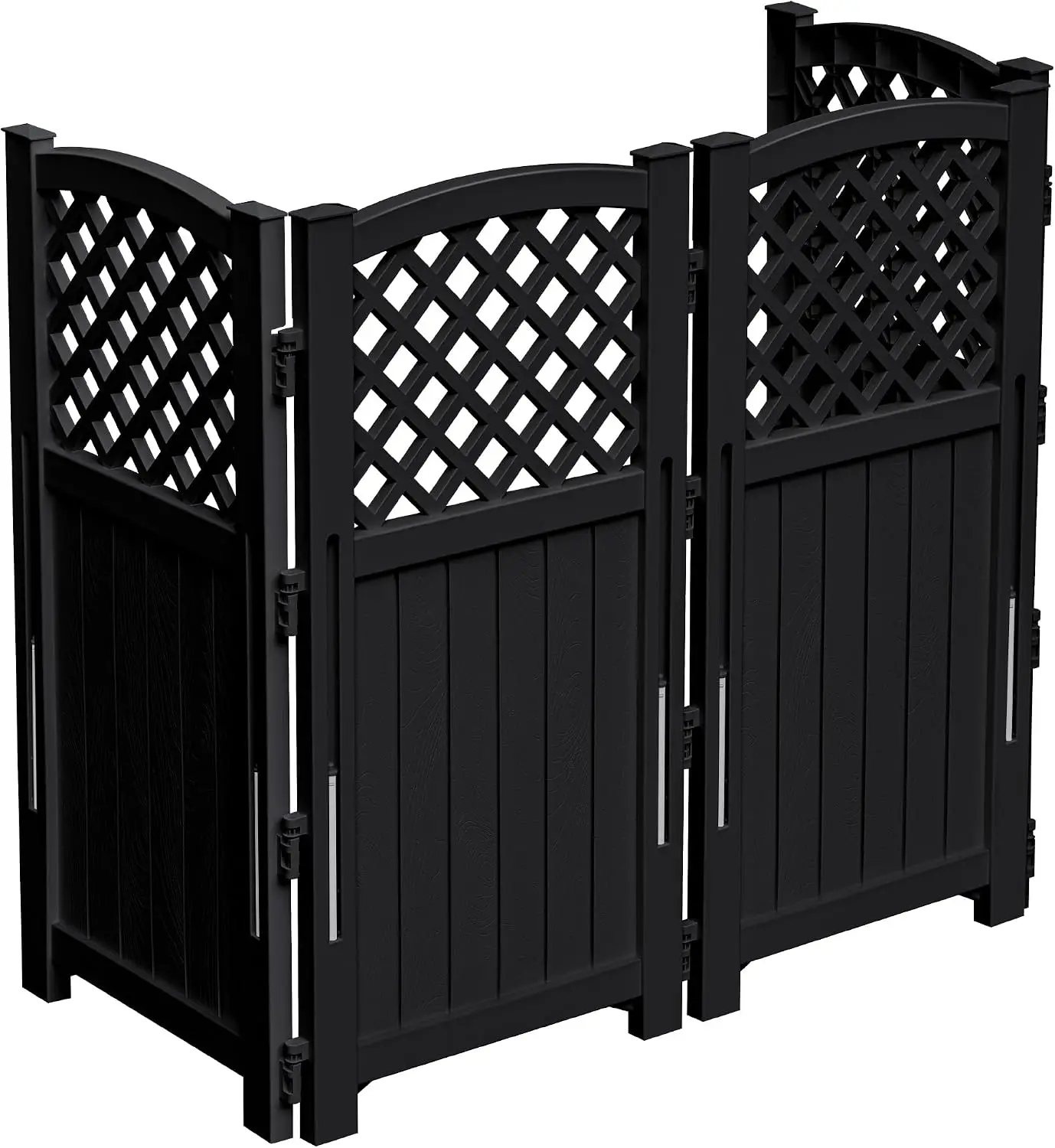 Resin Outdoor Privacy Fence Panels, Air Conditioner Cover Enclosure, Trash Can Hideaway Screen, Decorative Yard Garden Lattice Panel Set, Weather Resistant Plastic Lawn Barrier, 4 Pack,Black