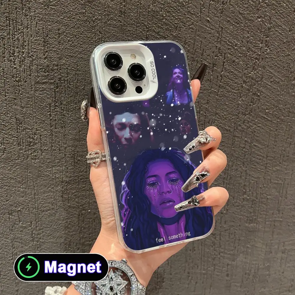 Coque de téléphone Fashion Euphoria pour iPhone 17 16 15 14 13 12 11 X XR XS Air Pro Max Plus, colorée, argentée, compatible MagSafe