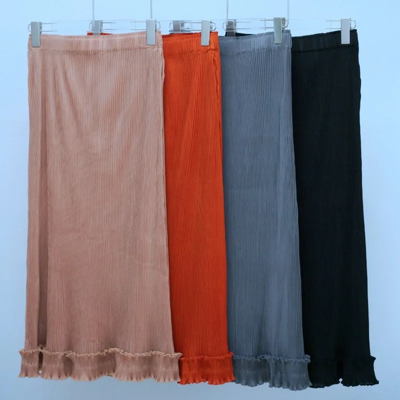 Miyake Pleated Skirt Summer 2026 New Pleated Casual Fashion Artistic High Waist Straight Hem Ruffled Skirt for Women Pleat
