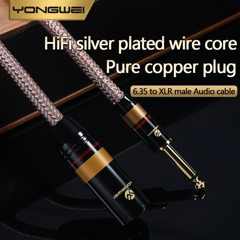 YONGWEI Cable de micrófono XLR de 3 pines a Jack de 6.5mm, TS Cable auxiliar de 6.5mm, macho a XLR hembra para amplificador