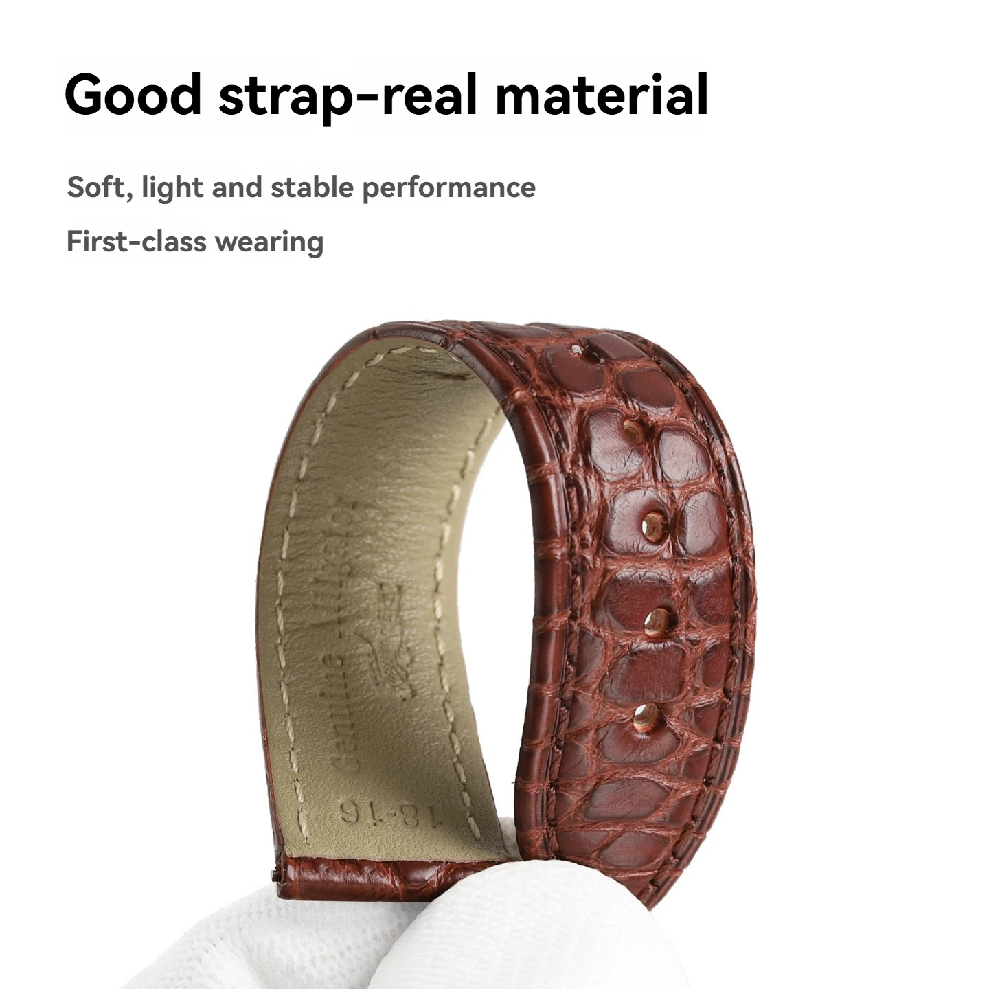 حزام بديل لساعة Citizen Eco-Drive FF Pilot، 21 مم 22 مم سوار جلد التمساح الأصلي، جلد التمساح الفاخر #2