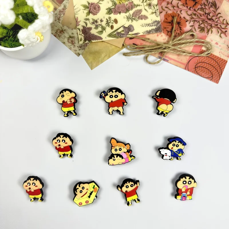 

10pcs Cute Cartoon Crayon Shin chan Series PVC Charm Shoes Accessories Garden Shoes Clogs Sandals DIY Decoration Birthday Party