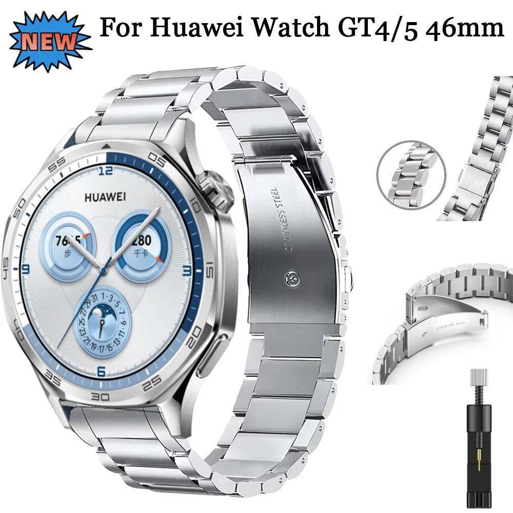 

Официальный металлический ремешок без зазора для Huawei Watch GT5 GT4 46 мм, роскошный браслет из нержавеющей стали, ремешок для часов Huawei Watch GT4 46 мм Correa