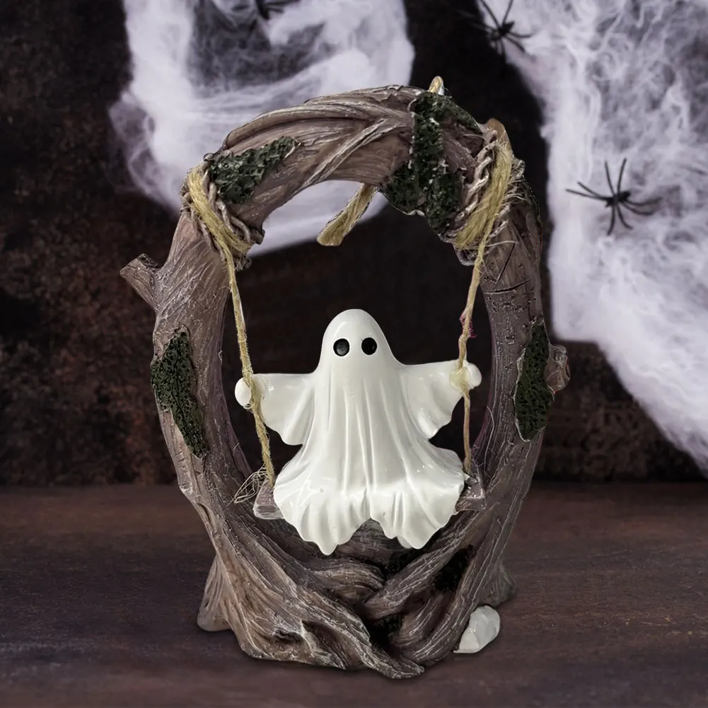 Halloween White Ghost Sculptures White Ghost Swing Decorations Cute Swinging Ghost for Tabletop Centerpiece