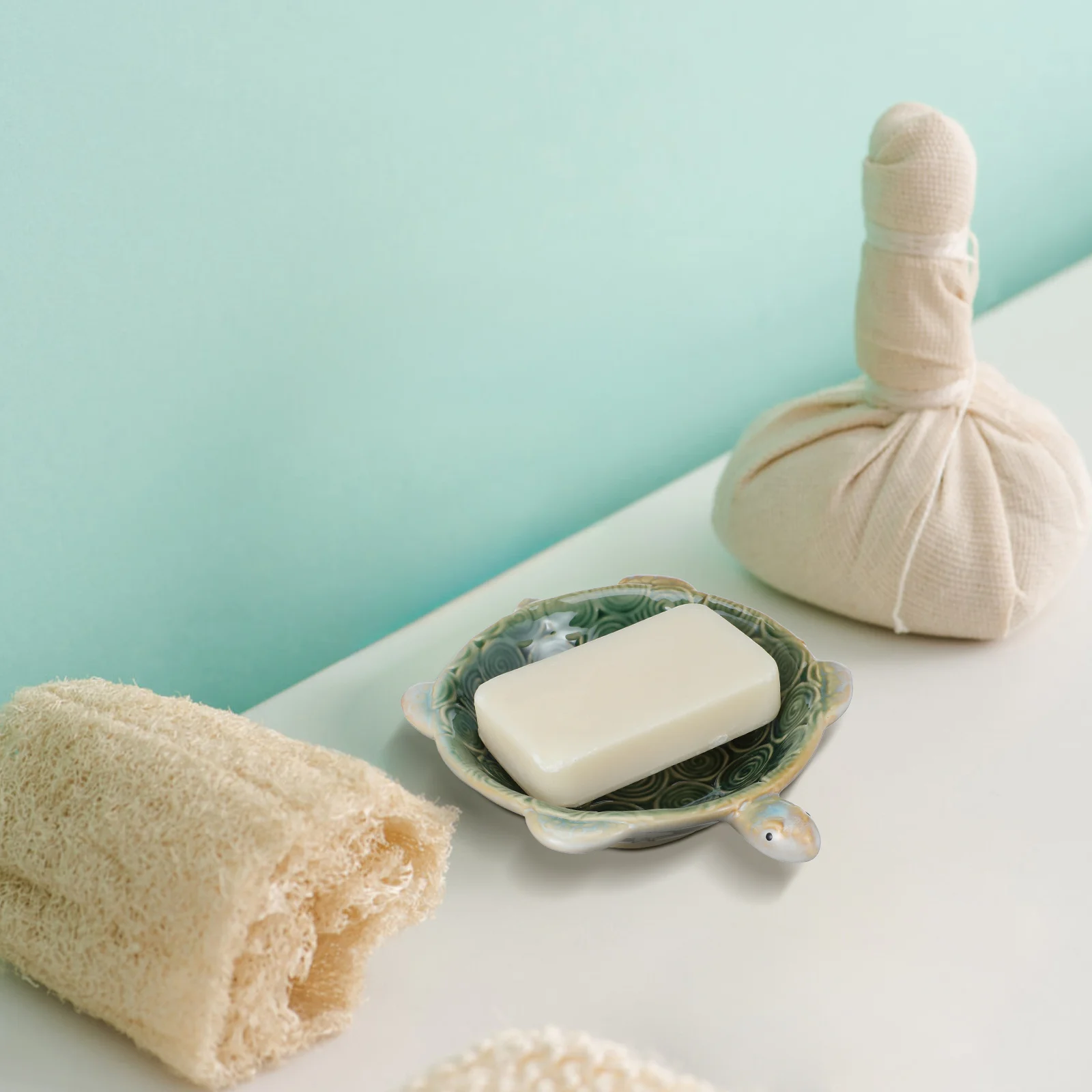 حاوية مجوهرات سيراميك صغيرة على شكل سلحفاة علبة حلية لخاتم القرط وقلادة تخزين عرض منظم تزيين سطح المكتب