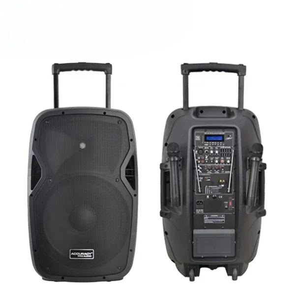 Rechargeable Powerful PA Active Speaker System with USB/SD Accuracy Pro Audio CSL15AMFQ-V2BP-BT 15 Inch 100W Powered Speaker