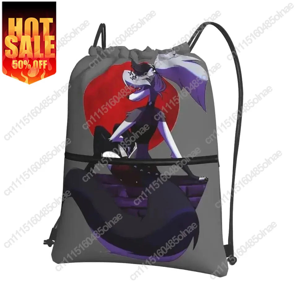 Helluva Boss Loona Portable Backpacks Bag Casual Drawstring Bundle Pocket Sundries Bags For Travel Sport Man Woman