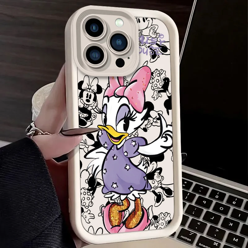 Disney-funda de silicona líquida a prueba de golpes para iPhone, carcasa de Mickey y Minnie para iPhone 15, 14, 13, 12 Mini, 11 Pro Max, XS, X, XR,