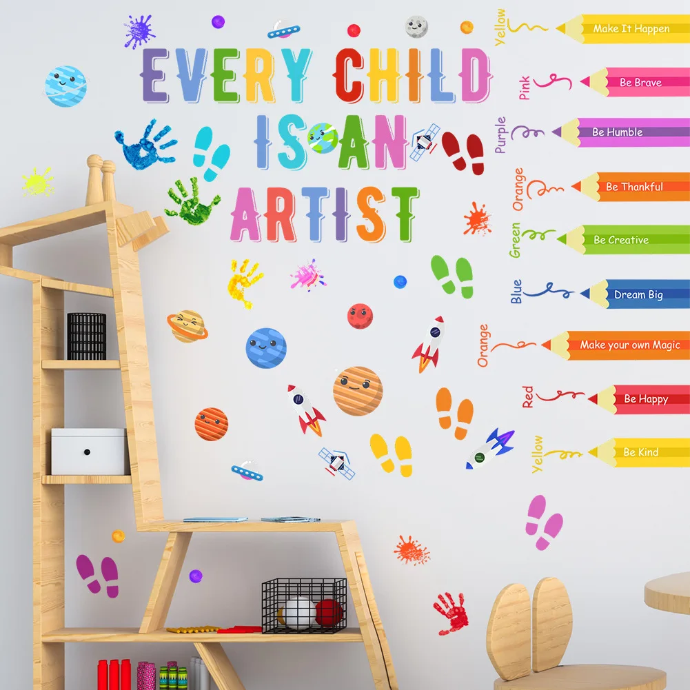 3D colorful pencil with inspirational quote wall sticker self adhesive painting room wall decal for kids