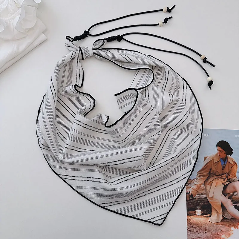 

Casual and artistic cotton scarf women with beaded straps, multifunctional skirt curtain, holiday neck s