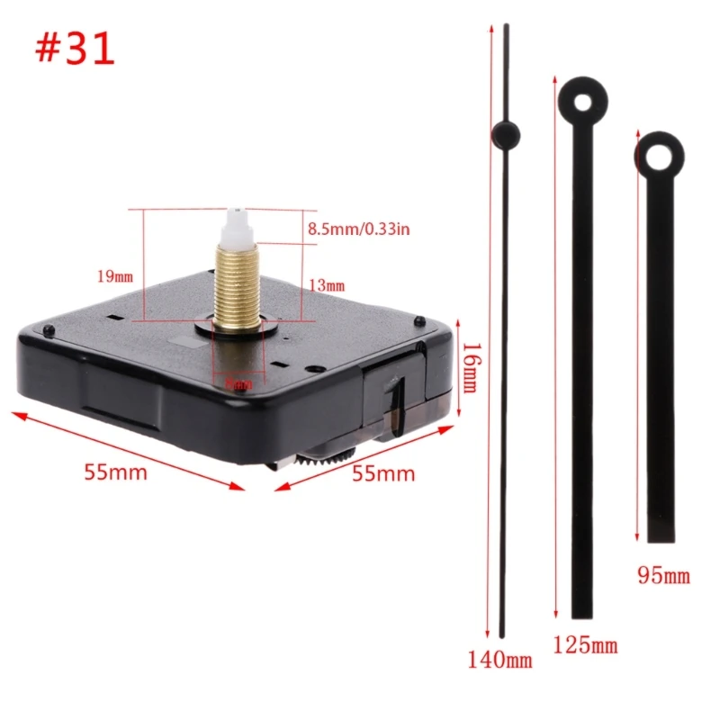 E8BD DIY Quartz Clock Movement Mechanism Non Ticking DIY Wall Clock Mechanisms with Hands Set for Repair Parts Replacement