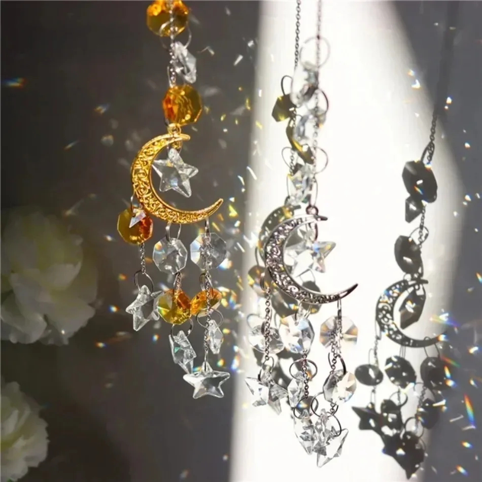 New Arrival Nordic Style Exquisite Multicolor Moon Crystal Pendant Indoor Crystal Bedroom Living Room Decoration Pendant