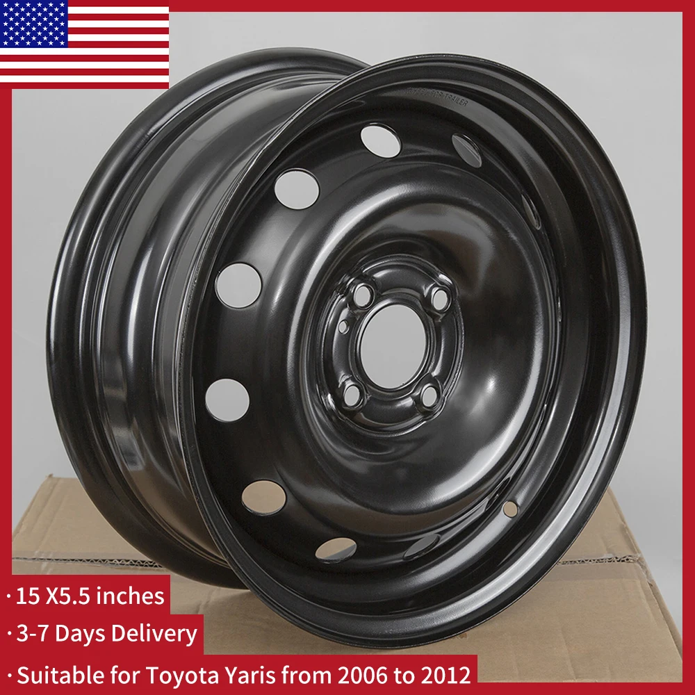

1PC 15 X5.5 inch Wheel Hub Black Steel Car Wheel Suitable For 2006 - 2012 Toyota Yaris