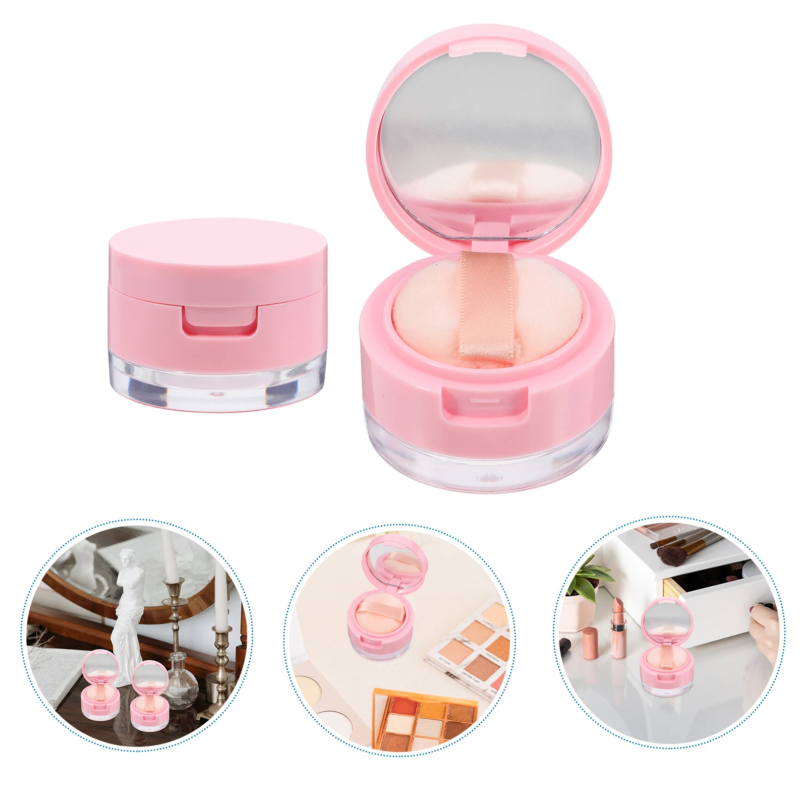 

2 Powder Box Mini Makeup Container 3g+5g with Mirror Compact Travel Size Portable Cosmetics Case for Daily Use