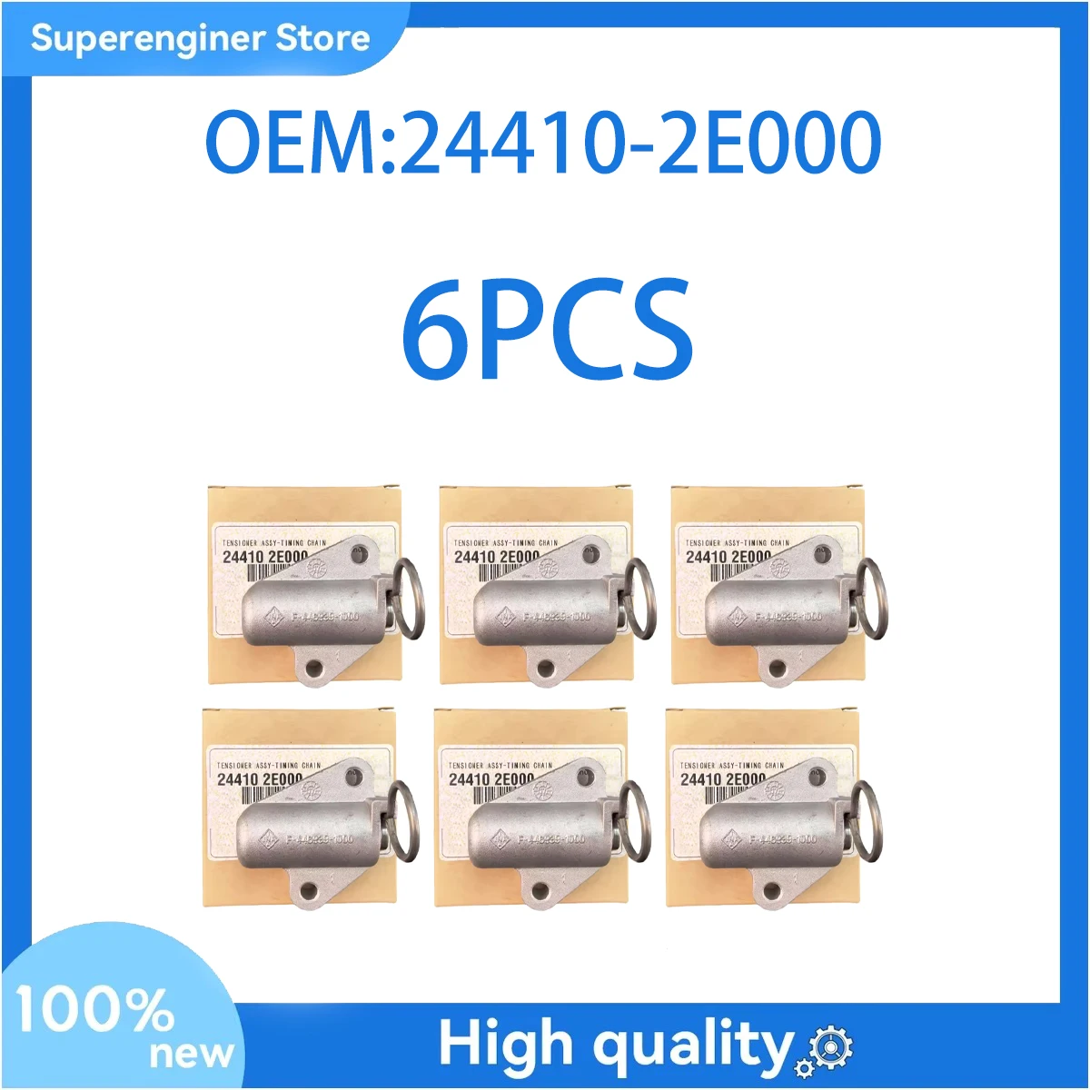 

6PCS 244102E000 Brand New Timing Chain Tensioner 24410-2E000 Fits for 2011-2019 Hyundai Kia 1.8L 2.0L