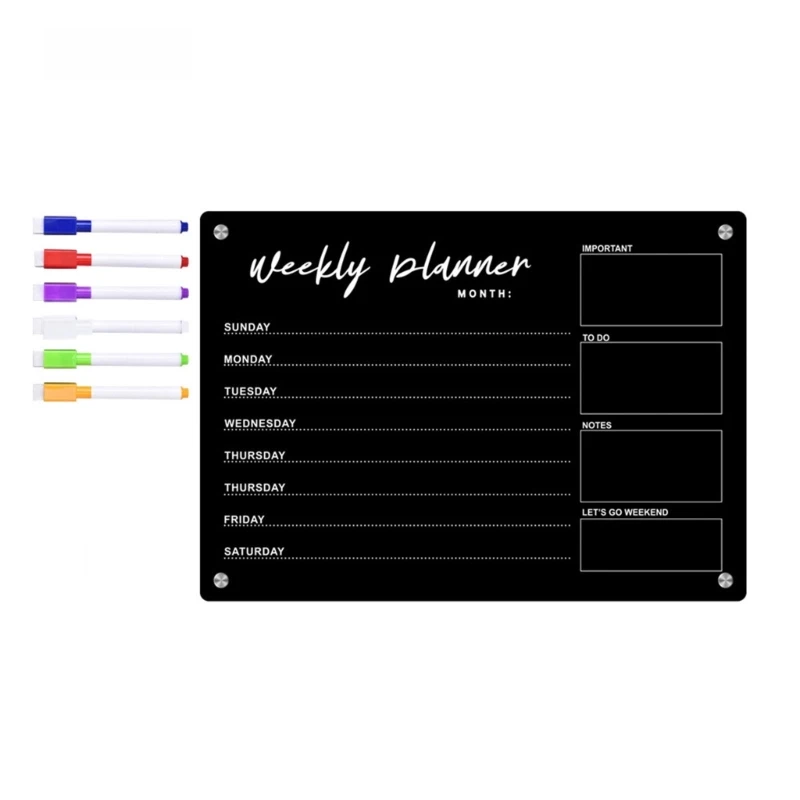 Fridge Magnetic Calendar Weekly Planner Magnetic Calendar Chalkboard To-do-list Board for Fridge Grocery Shopping List