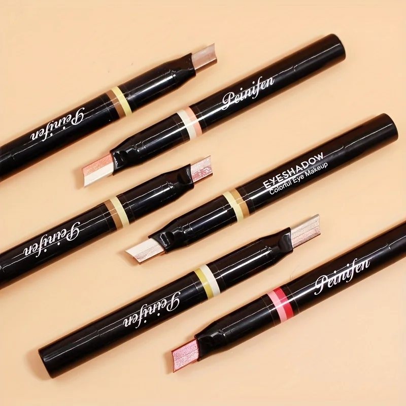 2 w 1 wyróżnij brokatowy cień do powiek w sztyfcie dwustronny 2-kolorowy brokat perłowy ziemia brązowy odcień nie rozmazany makijaż oczu