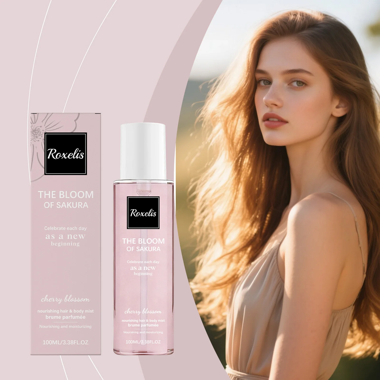 Cherry Blossom Body Fragrance Spray Soft and Moist Hair, Fresh Long-Lasting Cherry Blossom Scent, Light Fragrance Lingering, Atm