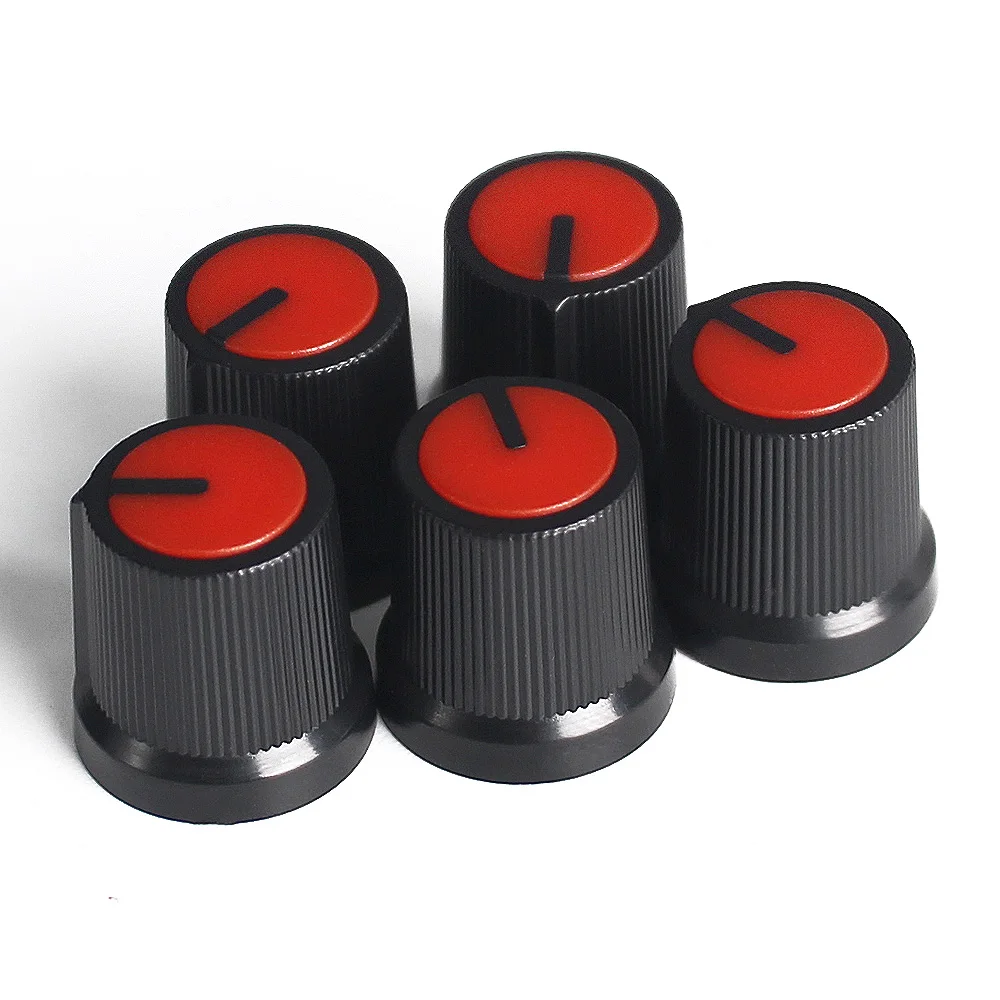 

10PCS AG3 WH148 Potentiometer Switch Knob Cap 15x15MM Red Plastic Knobs Plum Handle