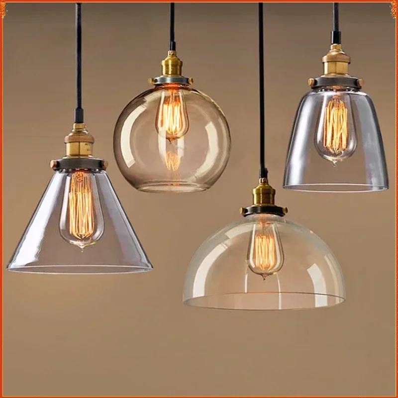 

The Nordic Loft Modern Bedroom Pendant Lamp with Clear Gray Amber Vintage Pendant Lights Dining Glass Hanging Light Fixtures