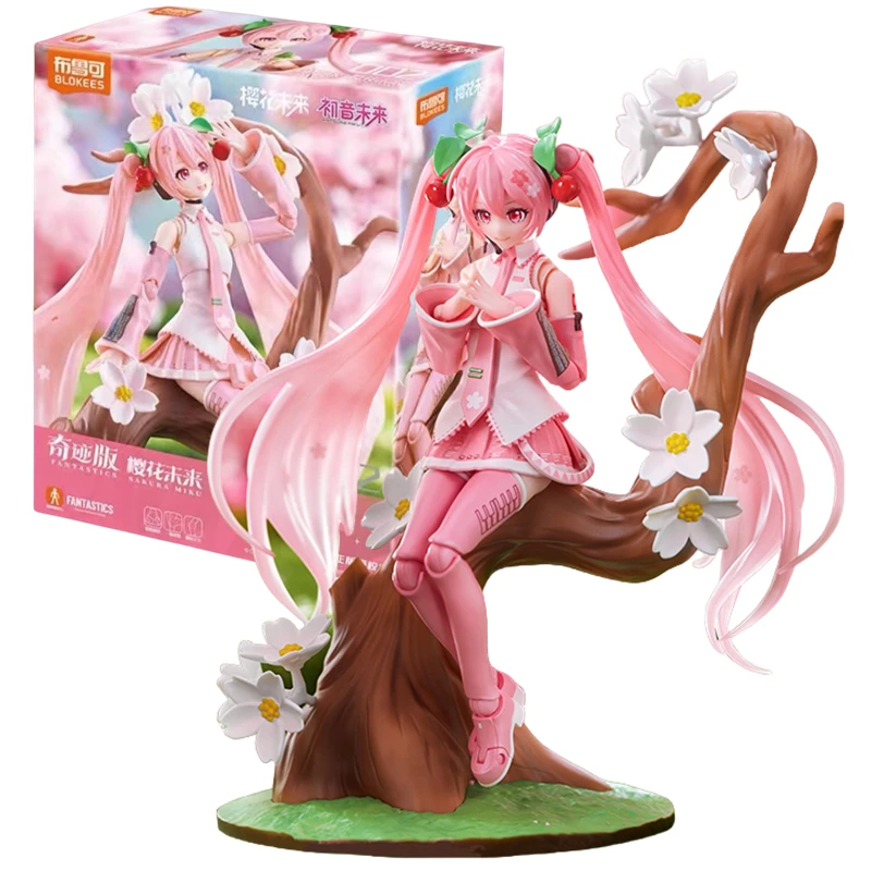 

Sakura Miku BLOKEES Original Hatsune Miku 15CM Miracle Edition Cherry Blossom Building Blocks Genuine Action Figure Anime Toys