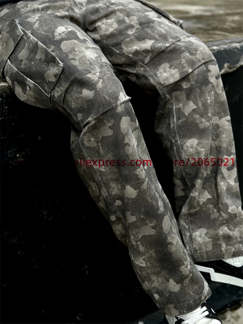 SAINT Leaf Camouflage Workwear Pants Men Women Best Quality Washed Jogger Drawstring Sweatpants