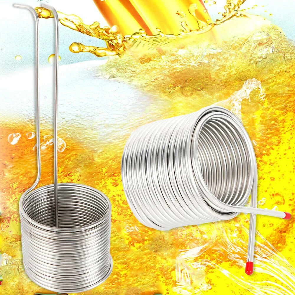 304 Stainless Steel Cooling Coil Pipe, Immersion Wort Chiller Coil Homebrew, Efficient Cooling, 0.31inch Diameter with Pipe Caps